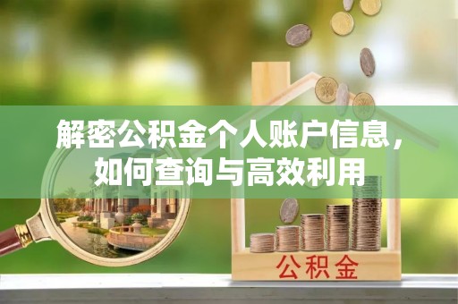 比如解密公积金个人账户信息，如何查询与高效利用