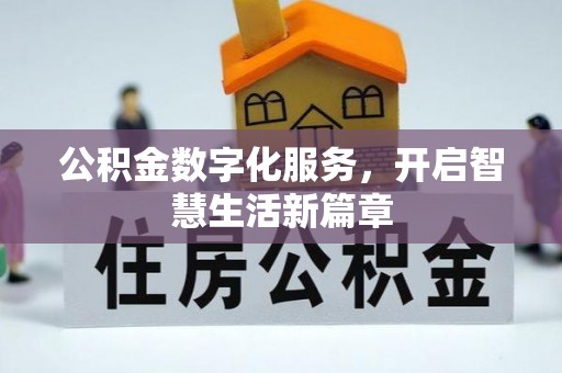 比如公积金数字化服务，开启智慧生活新篇章
