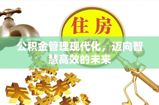 比如公积金管理现代化，迈向智慧高效的未来