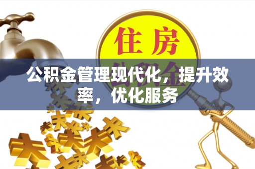 比如公积金管理现代化，提升效率，优化服务