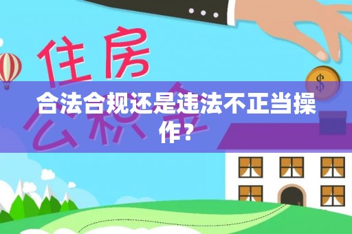 比如合法合规还是违法不正当操作？